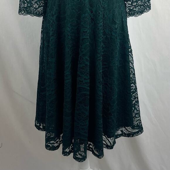 Neiman Marcus Sheer Green Lace Party Event Midi Dress NWT Size L - Picture 4 of 13